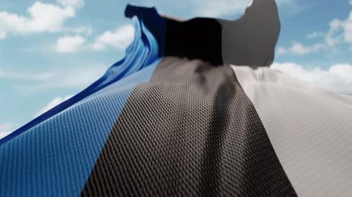 Estonian Flag Waving in Realistic Fabric Motion