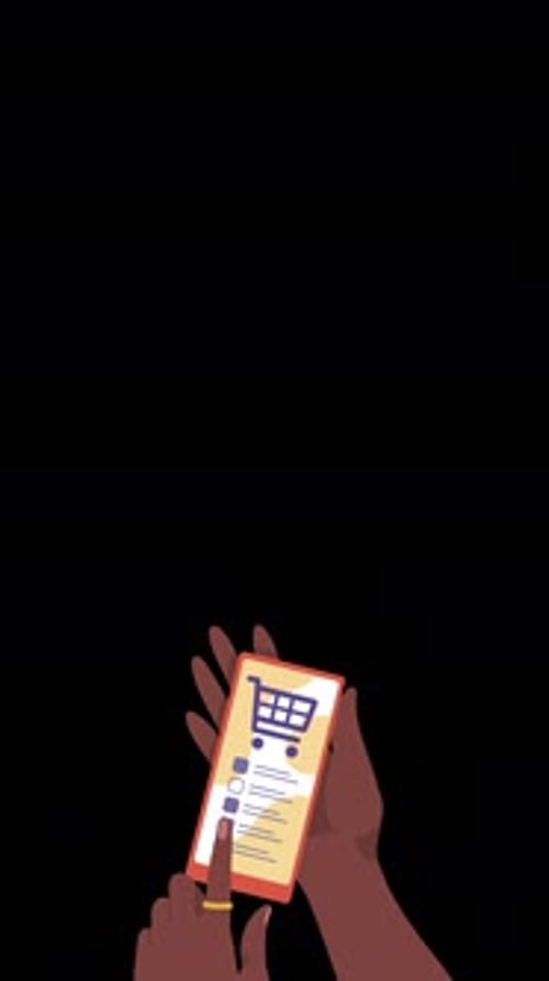 Online Shopping With Mobile App Vertical Animation Alpha Channel