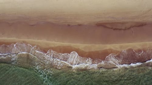 Beautiful empty sandy beach, Aerial footage