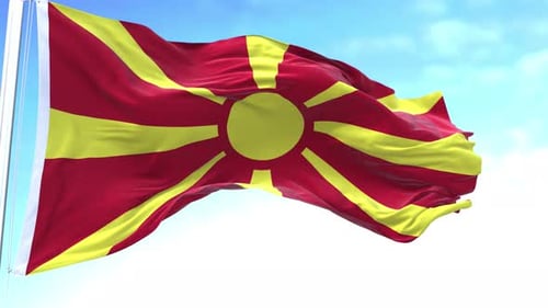Seamless Loop of North Macedonia Flag Waving