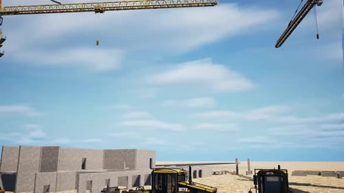 City of the future. High speed flight over the city.