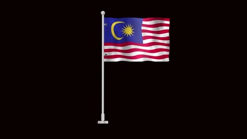 Waving Flag of Malaysia Alpha Channel Animation