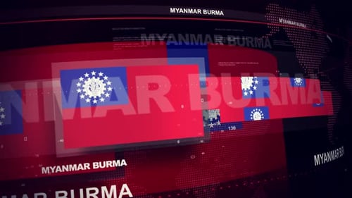 Intro in die Weltnachrichten über die Flagge von Myanmar und Birma