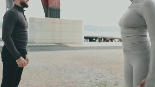 Couple Exercising in an Urban Environment Outdoors