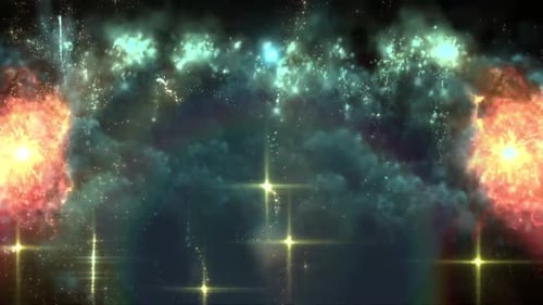 Colorful Sparkling Fireworks Celebration Animated Background