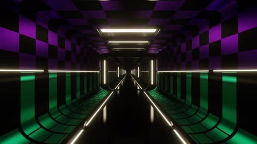 Turquoise And Purple Futuristic Corridor Background Vj Loop In 4K