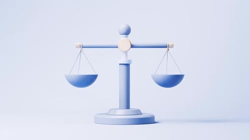 Loop animation of judgment balance scale with equity concept