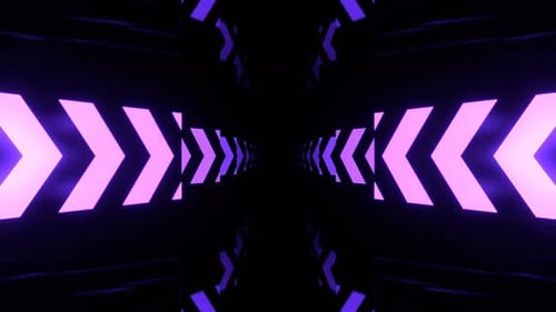 Purple Elegant Hallway With Neon Arrows Background Vj Loop I 4K