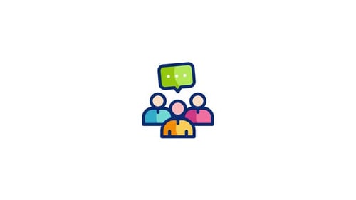 Animated Flat Design People Talking Communication Icon