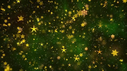 Golden Snowflakes and Stars Festive Celebration Background Loop