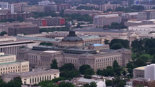 Aerial view of the library of congress in Washington dc shot with cineflex in 2017