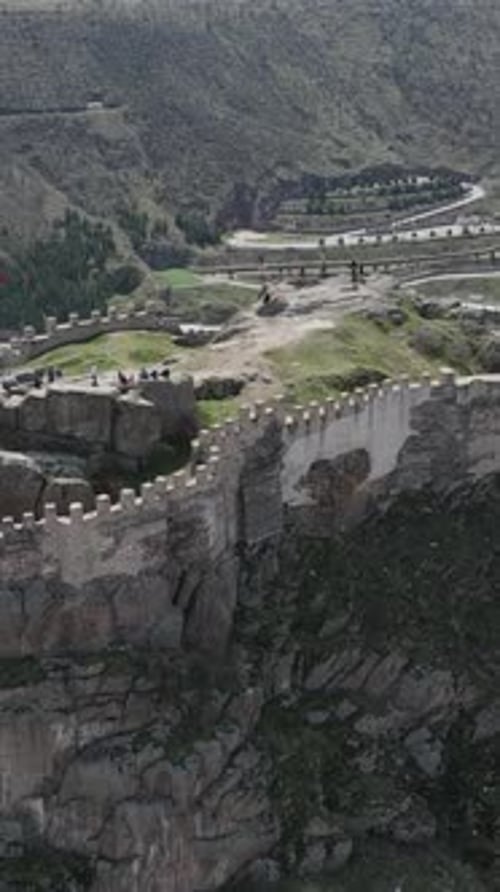 Imposing Castle Ruins Drone View
