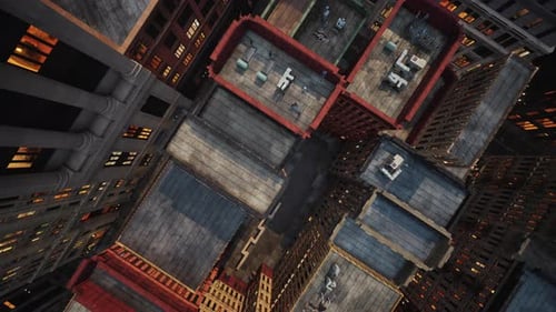 Vista aérea de la ciudad con encrucijadas y edificios