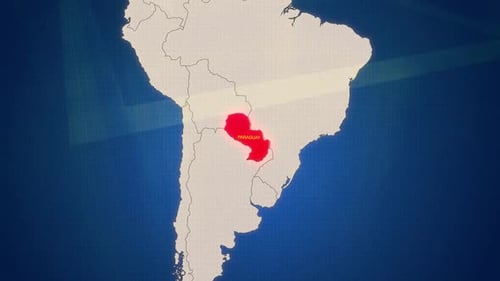Animated Map of South America Highlighting Paraguay
