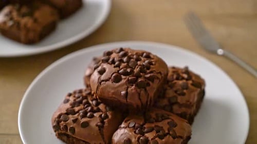 Close Up of Delicious Chocolate Chip Brownies