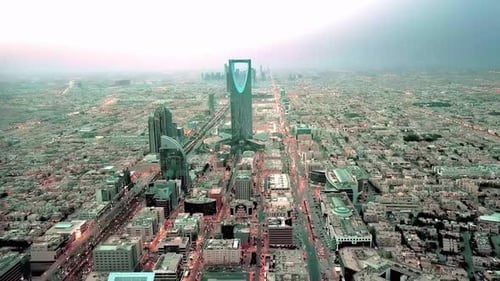 Saudi Arabia Riyadh Aerial Skyline Cinematic Drone Shot 2
