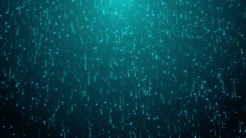 Futuristic Digital Matrix Code Background with falling Blue Particles