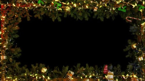 Festive Christmas Frame with Twinkling Lights