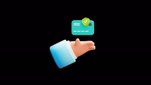 3D Animated Hand Holding Secure Credit Card for Finance