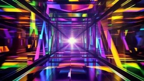 Abstract Neon Geometric Corridor Background Loop