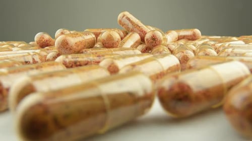 Turmeric and Curcumin in Clear Capsules for Natural Support Dietary Supplements in Capsules Health