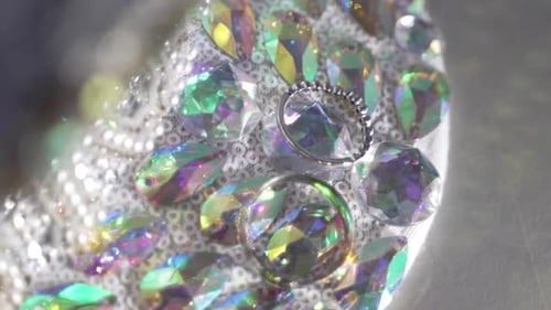 Shiny diamond in jewelry, close up