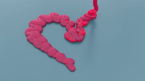 Fluid Red Liquid Heart Shape Forming Animation