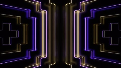 Purple And Yellow Neon Strobe Lines Movement Background Vj Loop In 4K