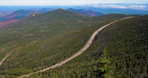 Beautiful Mountain Winding Road, Wilderness Forest Sky Aerial Active