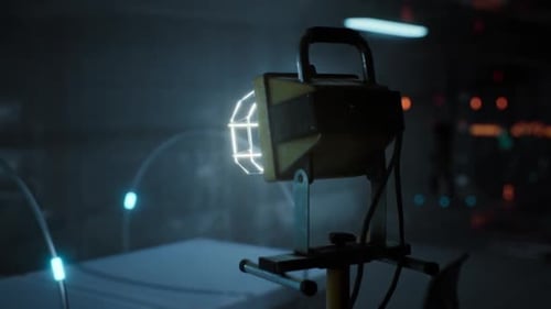 Advanced Laboratory Equipment Illuminating Research Area at Night