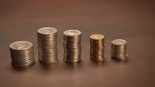 Stacks of Coins on a Table