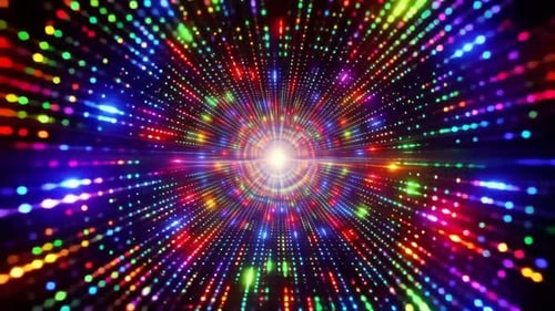 Vibrant Multi Colored Particle Tunnel Fly Through Abstract M