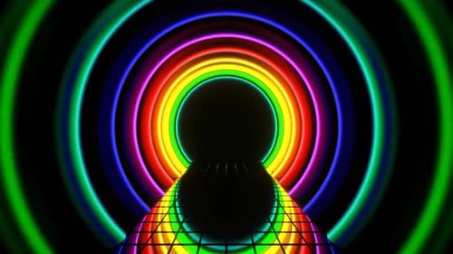 Rainbow Futuristic Cylindrical Tunnel Background Vj Loop In HD