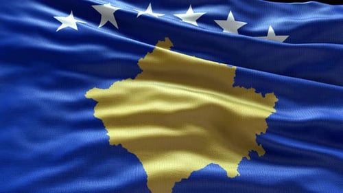 Waving Flag of Kosovo Seamless Loop Animation