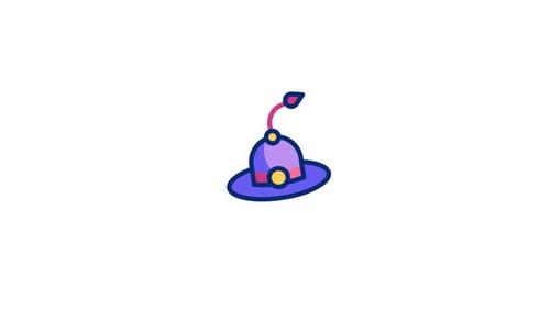 Animated Flat Design Wizard Hat Icon