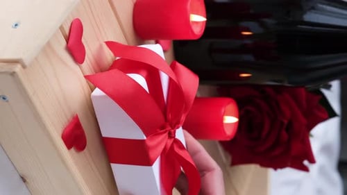 Romantic Wine and Gift Arrangement with Rose