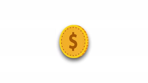 Animated Golden Dollar Coin Spinning for Financial Visuals