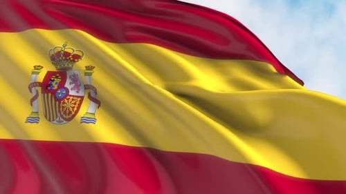 Realistic Waving Flag of Spain Animation