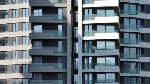 Aerial view of empty flats in the building with drone