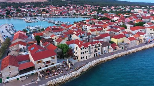 Adriatic village of Bibinje harbor and waterfront panoramic view, Dalmatia region of Croatia. Bibinj
