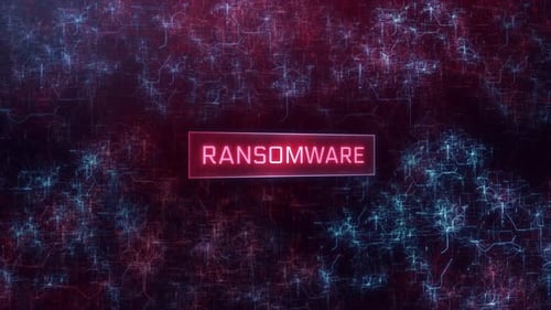 Conceito de ransomware sobre fundo de redes escuras de computadores