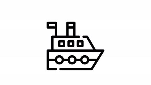 Animated Cruise Ship Line Art Icon