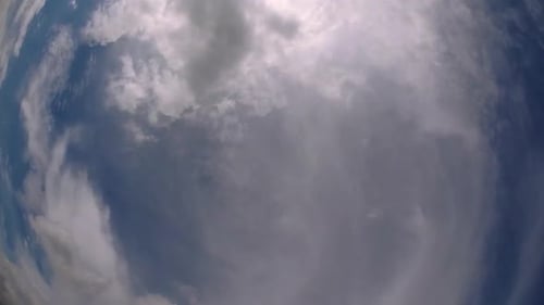 Blue sky and layer of clouds moving about in a fine sunny afternoon; time-lapse of clouds with diffe
