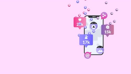 3D Animated Social Media Engagement Icons on Smartphone