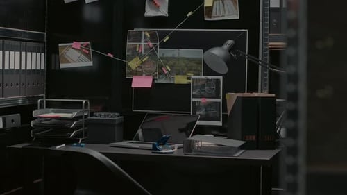 Evidence Room Office with Detective Board and Desk