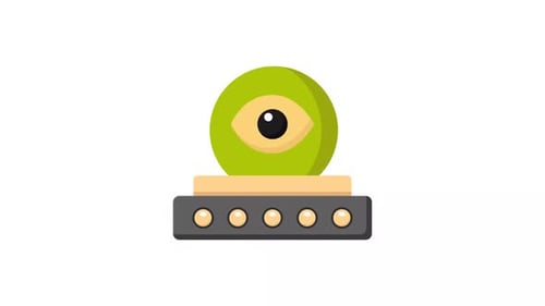 Animated Flat Design Security Camera Eye Icon Reveal