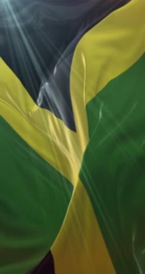 Realistic Jamaican Flag Waving Background Animation