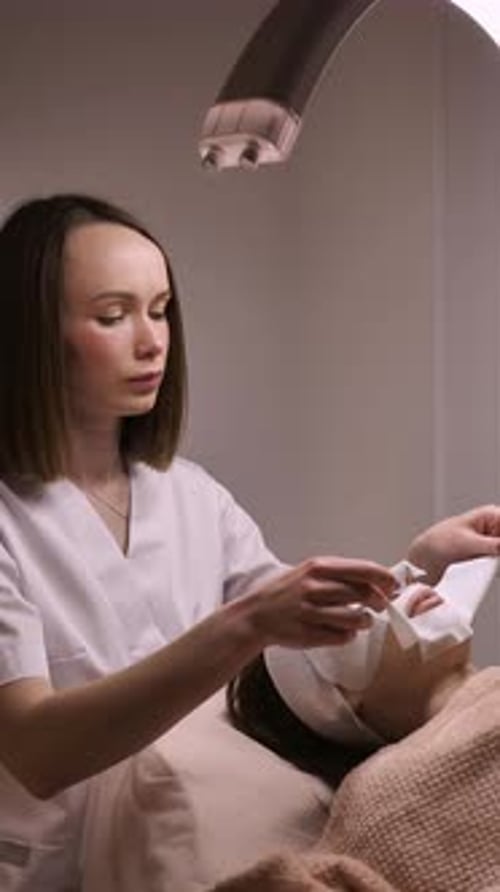 Facial Mask Application in Spa-Like Setting