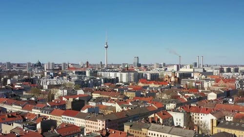 Aerial view of Berlin TV Tower, Germany.