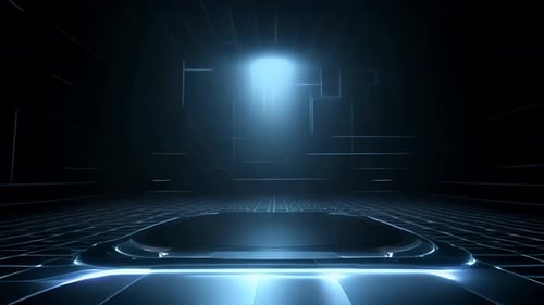 Podium Futuristische Vitrine mit Plattform für Produktausstellungen. Leeres modernes Bühnendisplay